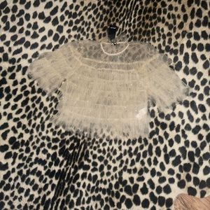 Sheer tulle cropped top.